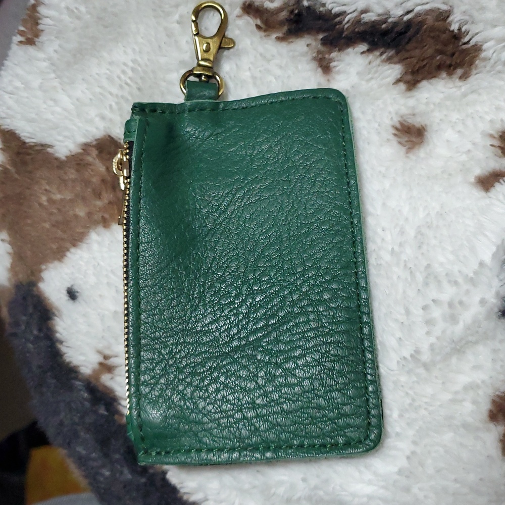 Portland Leather Zip-Zap Duo Leather Wallet Dual Zipper Closures Green Pebbled - Picture 4 of 14